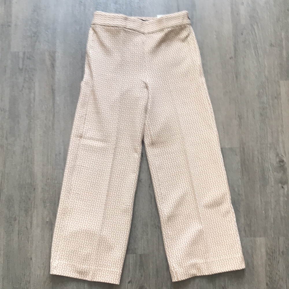 Ann Taylor Geo Print Side Zip Wide Leg Crop Pants
